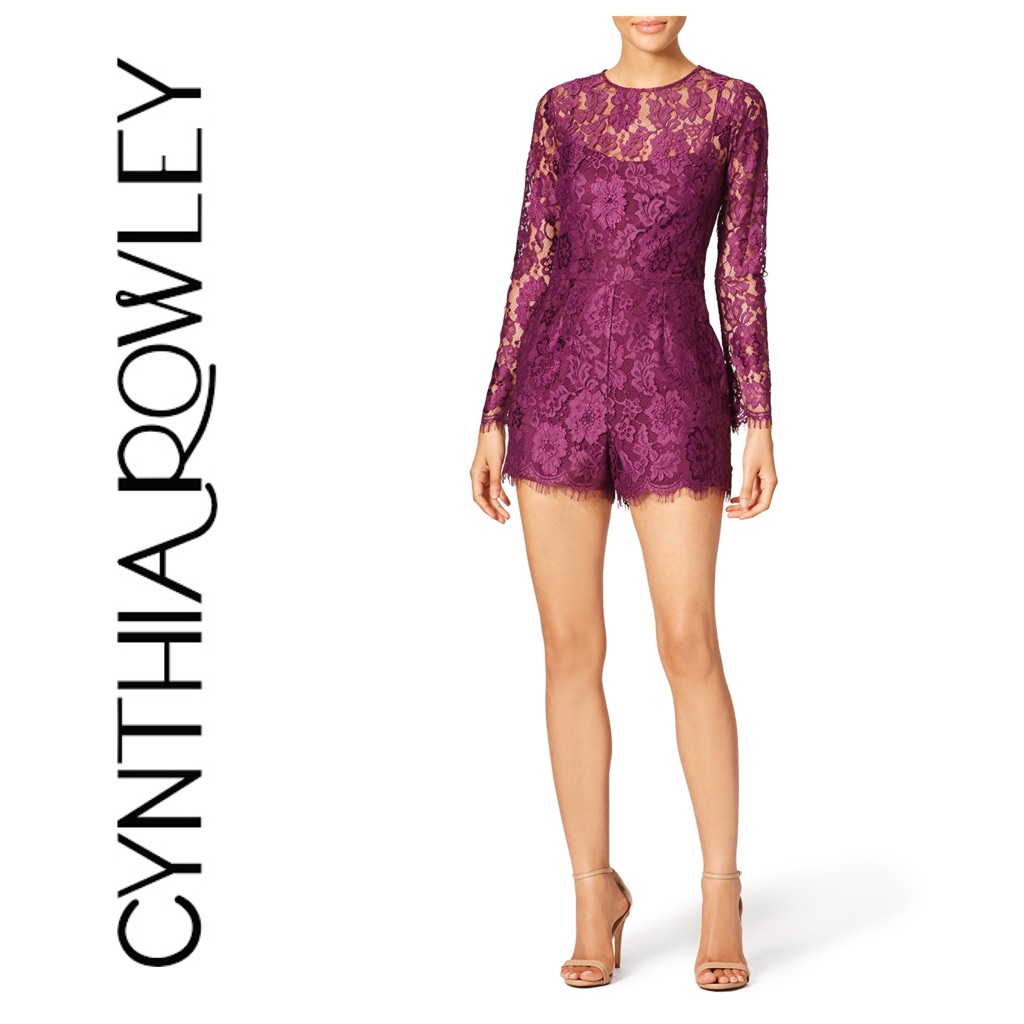 Cynthia Rowley Plum Midnight Lace Romper Euc